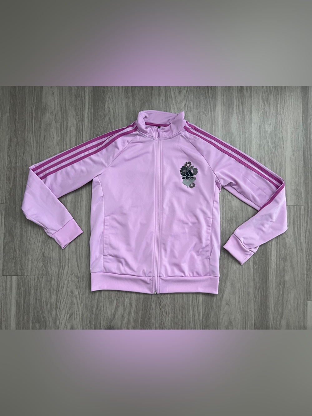 adidas Originals Pink Floral Track Jacket 3-Stripes Women’s Small